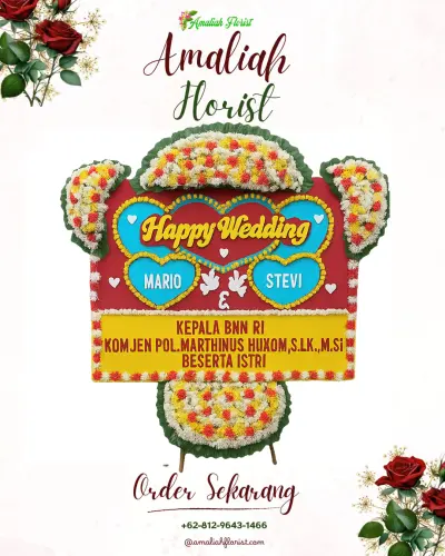 Karangan Papan Bunga Pernikahan di Gebang